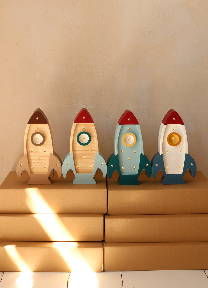 Little Lights-LL032-000-500-Space Rocket Lamp-Gray/Wood-Original-Rela-X JP