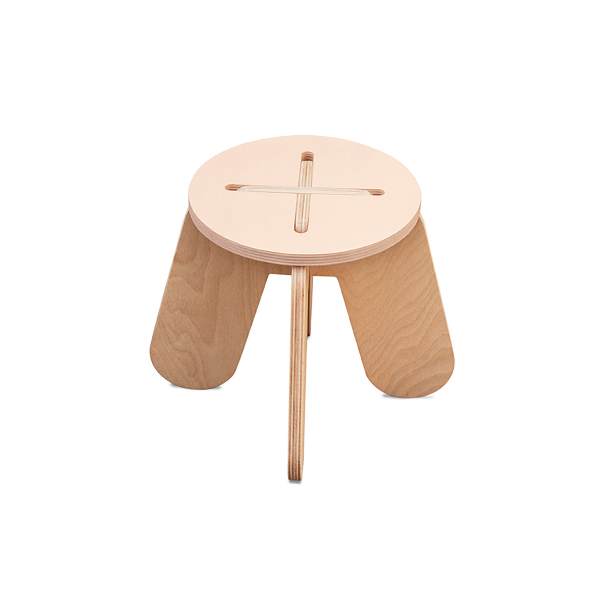 Babai-380081-Stool X-Top Pink-Legs Natural-Rela-X JP