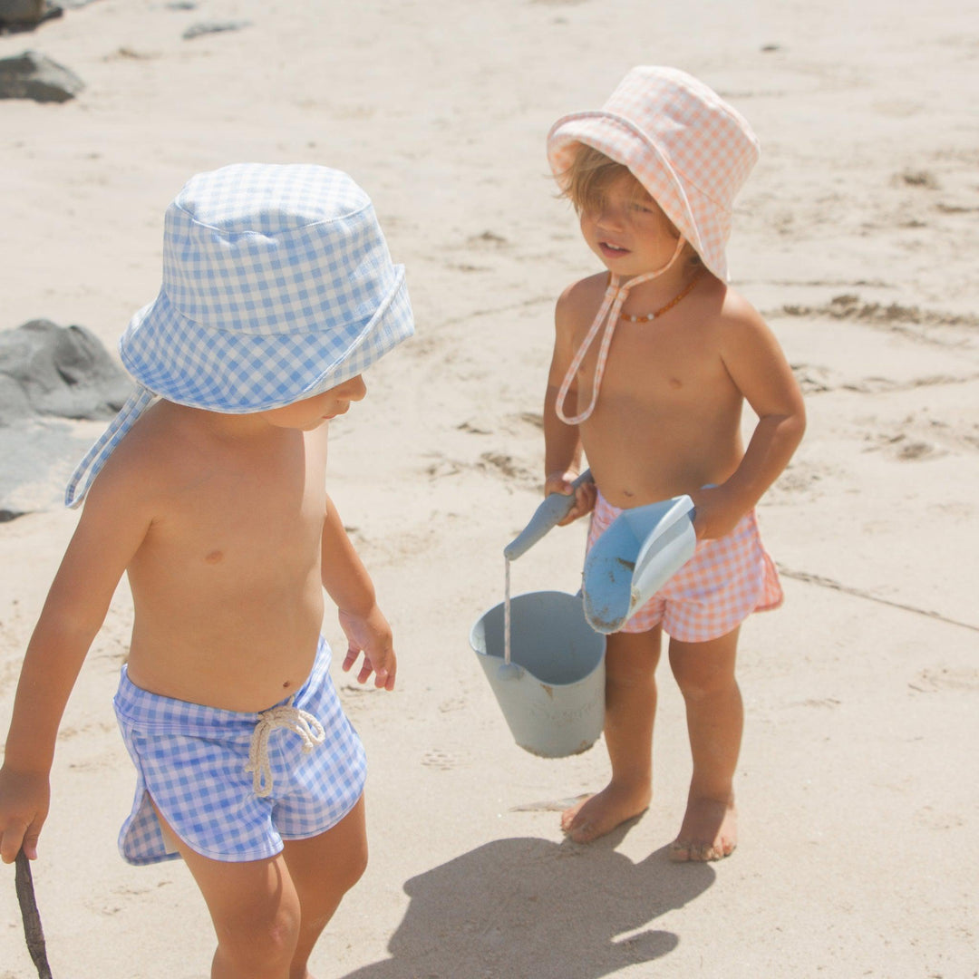 Ina Swim-Hat-006194-Azure and Apricot Gingham Collection - Vali Bucket Hat-Azure Gingham-XS-Rela-X JP