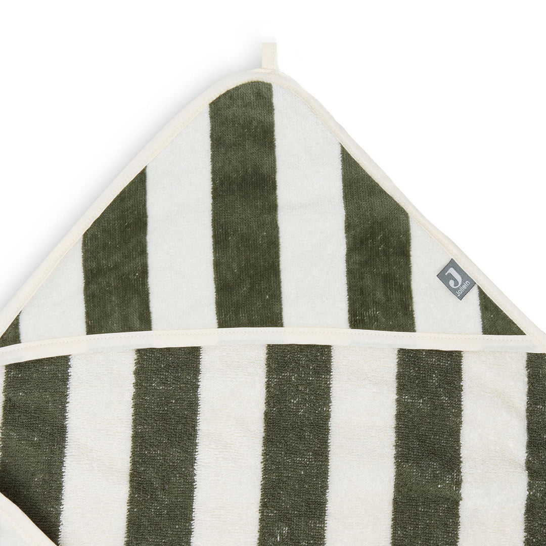 Jollein-534-514-67001-Bath Cape Terry 75x75cm-Leaf Green Stripe GOTS-Rela-X JP