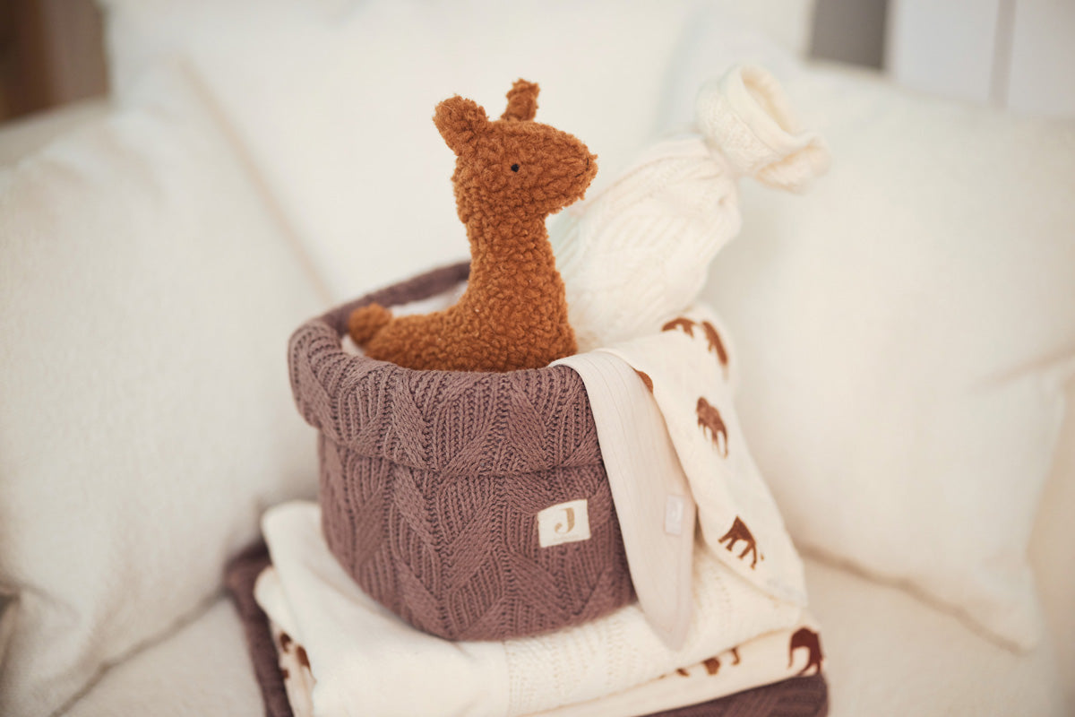 Jollein-580-001-65353-Changing Table Basket-Bliss Knit-Caramel-Rela-X JP