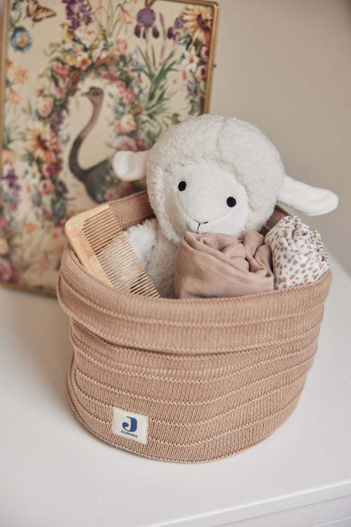 Jollein-580-001-65353-Changing Table Basket-Bliss Knit-Caramel-Rela-X JP