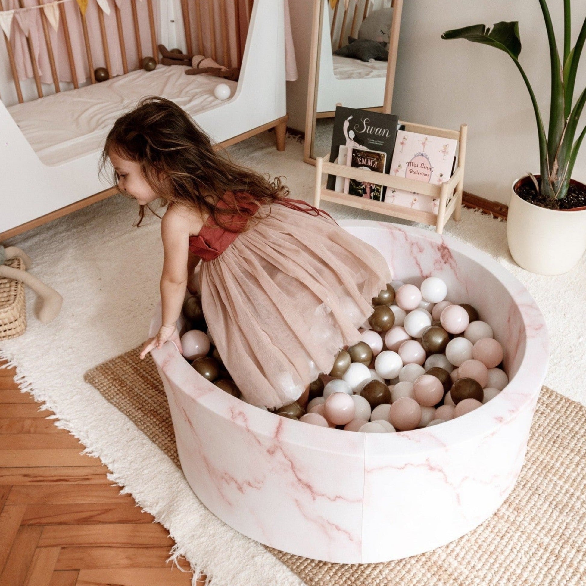 Larisa & Pumpkin-331243-Ball Pit Pink Marble Cover-Powder / Grey / White Balls-Rela-X JP