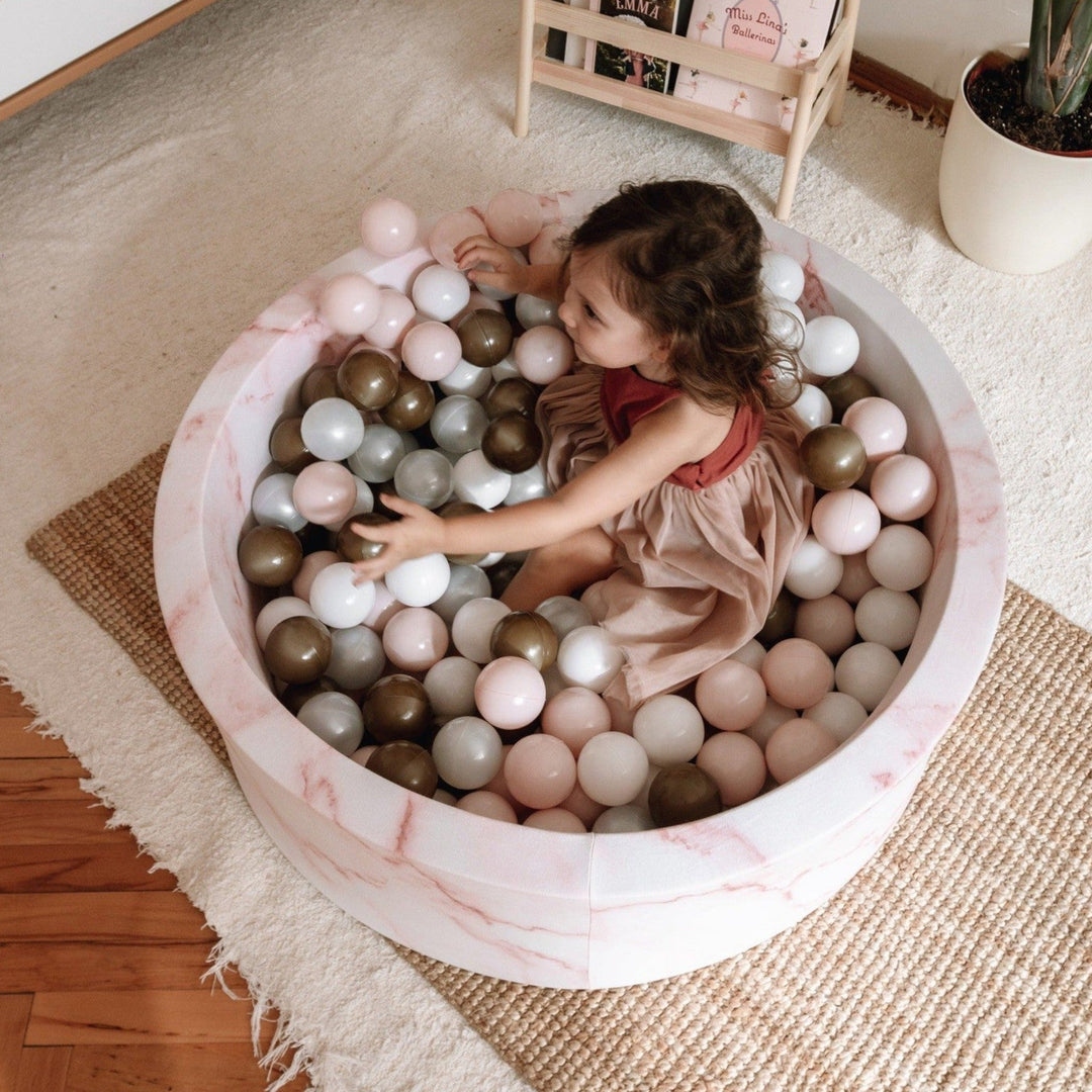 Larisa & Pumpkin-331243-Ball Pit Pink Marble Cover-Powder / Grey / White Balls-Rela-X JP