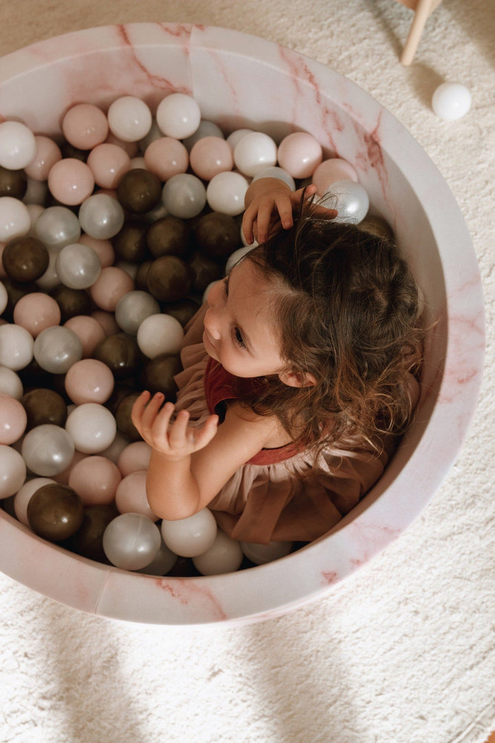 Larisa & Pumpkin-331243-Ball Pit Pink Marble Cover-Powder / Grey / White Balls-Rela-X JP