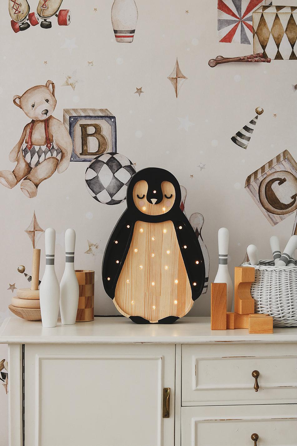 Little Lights-LL060-000-Baby Penguin Lamp-Arctic Wood-Original-Rela-X JP