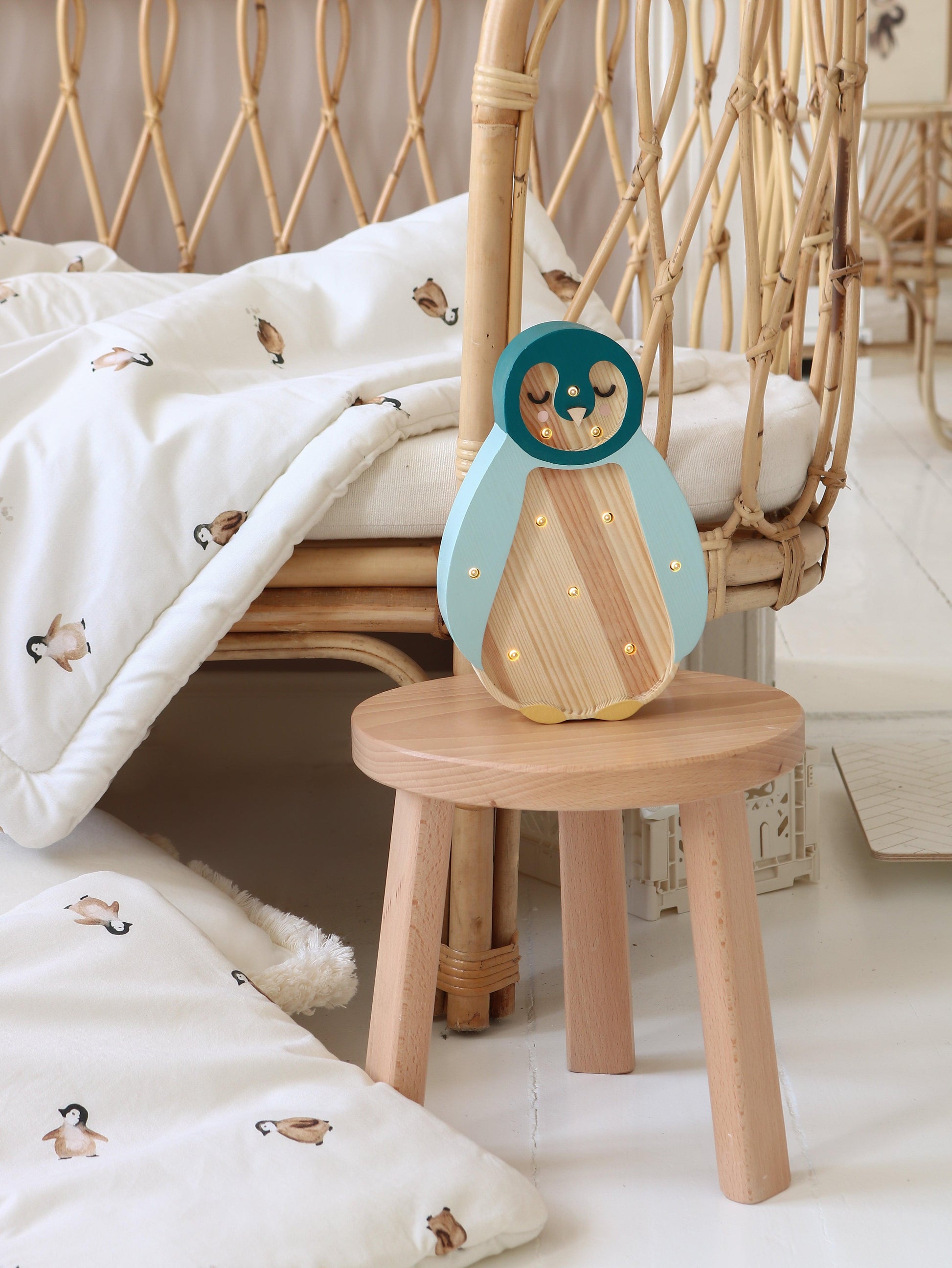 Little Lights-LL060-000-Baby Penguin Lamp-Arctic Wood-Original-Rela-X JP