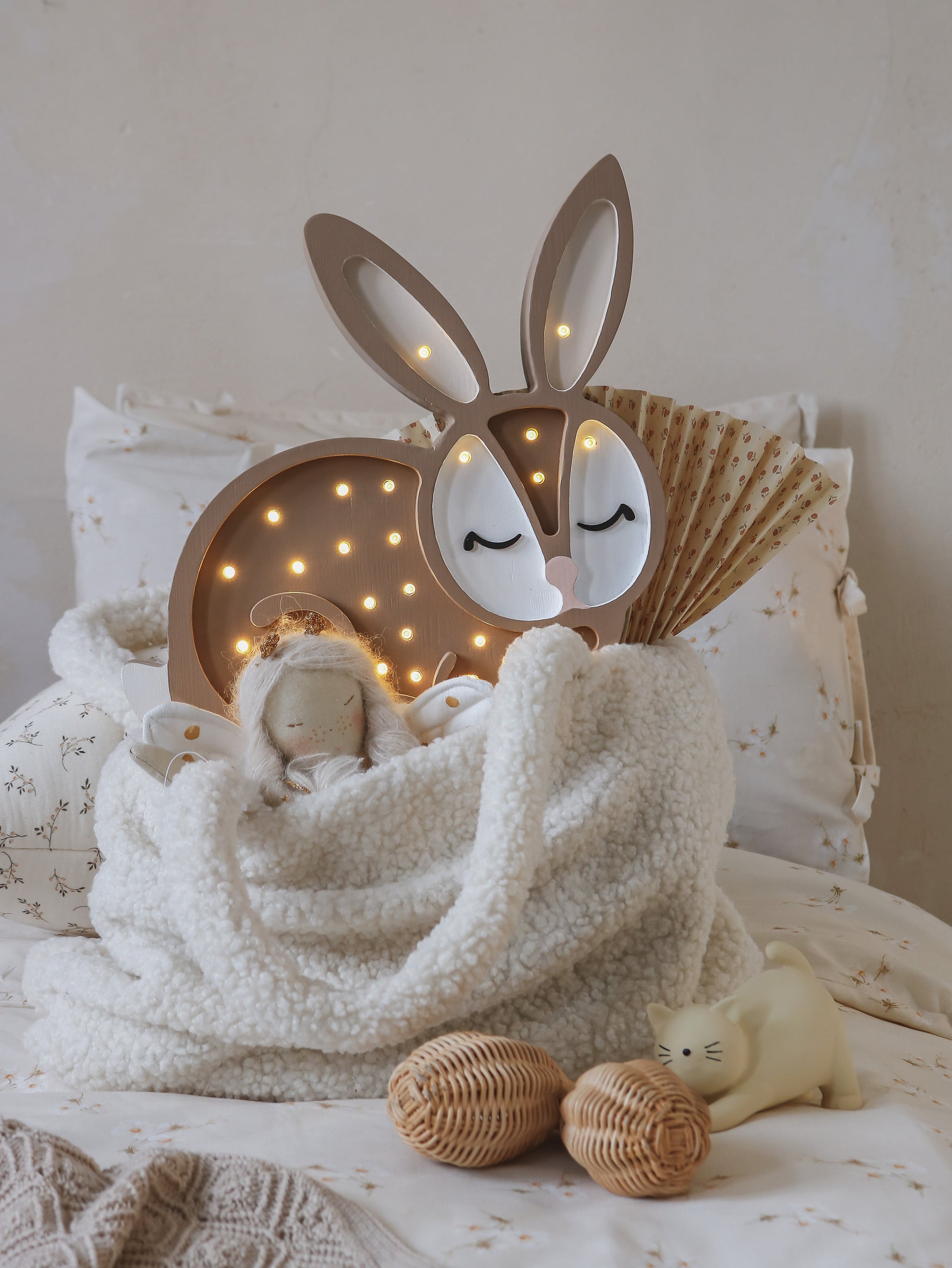 Little Lights-LL008-000-Bunny Lamp-Wood-Original-Rela-X JP