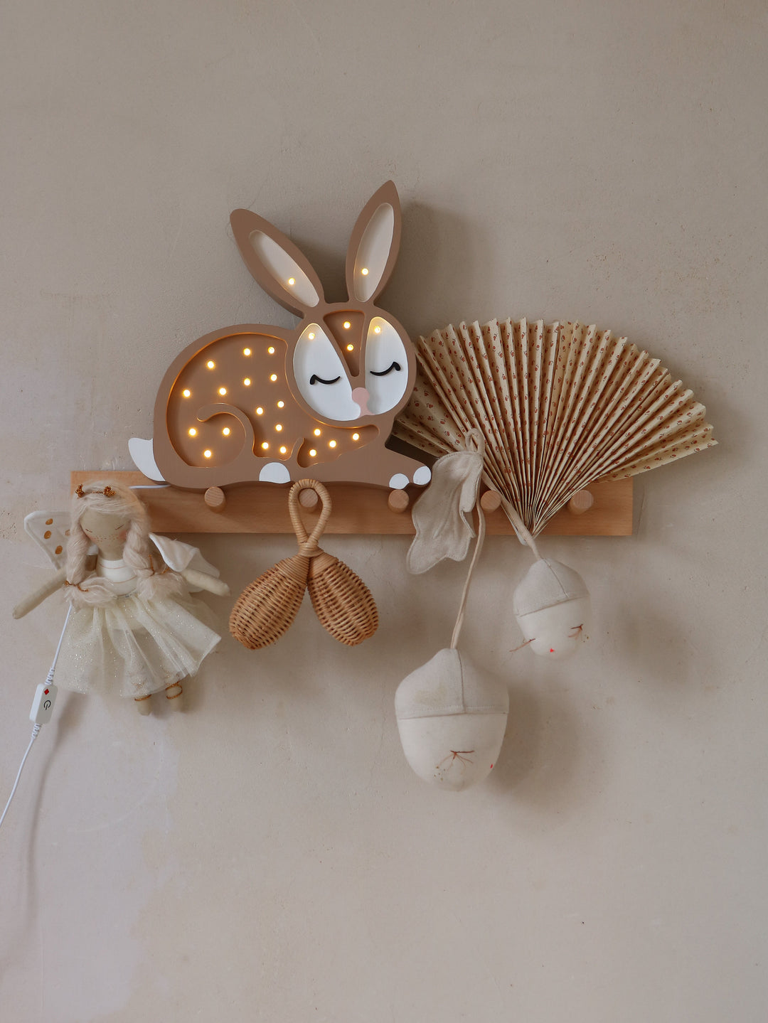 Little Lights-LL008-000-Bunny Lamp-Wood-Original-Rela-X JP