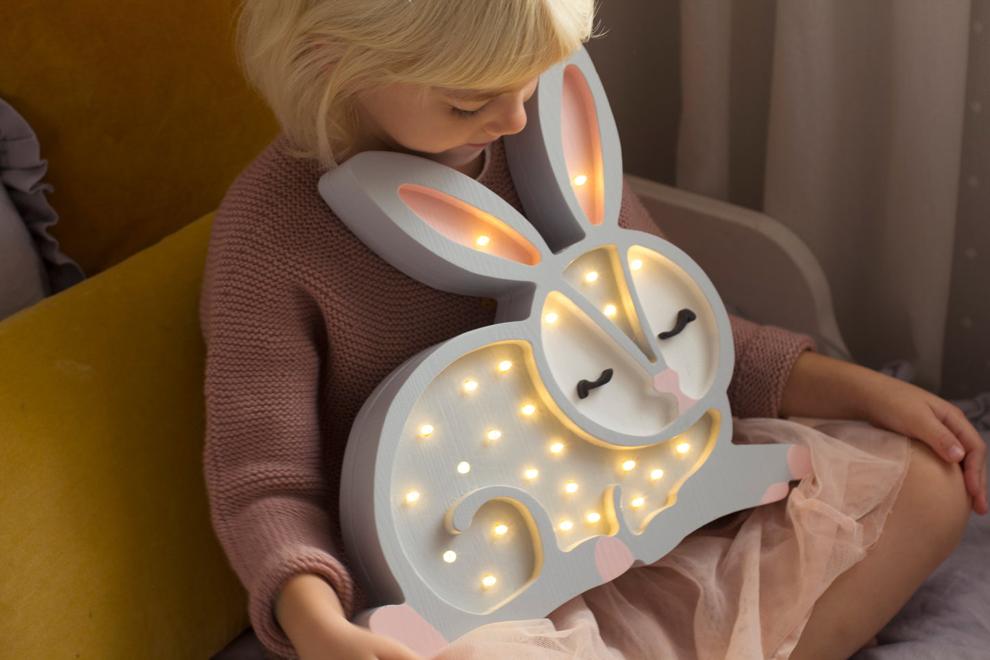 Little Lights-LL008-000-Bunny Lamp-Wood-Original-Rela-X JP