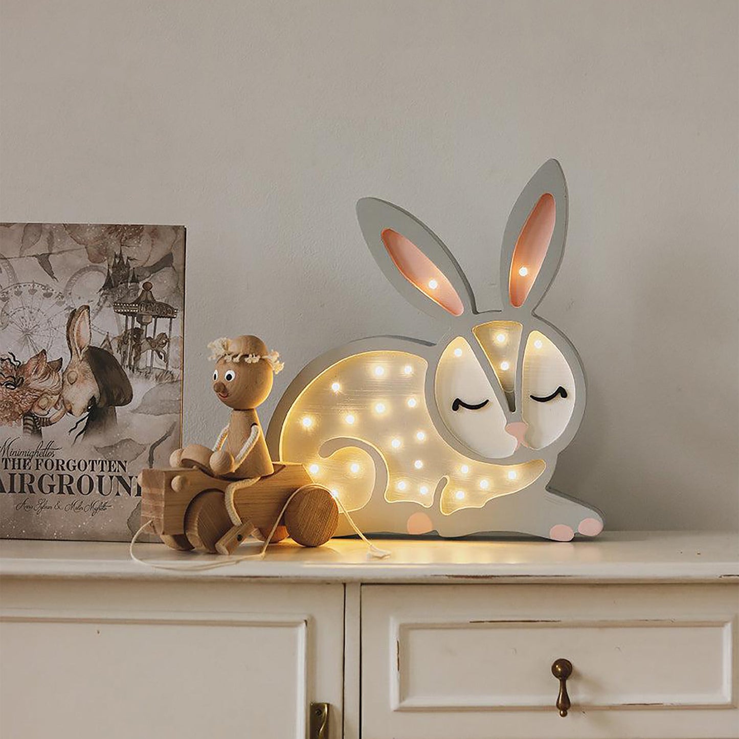 Little Lights-LL008-000-Bunny Lamp-Wood-Original-Rela-X JP