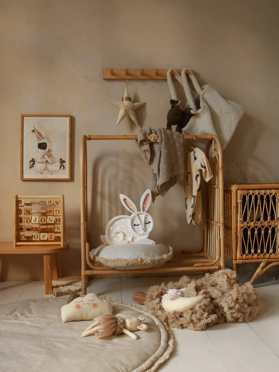 Little Lights-LL008-000-Bunny Lamp-Wood-Original-Rela-X JP