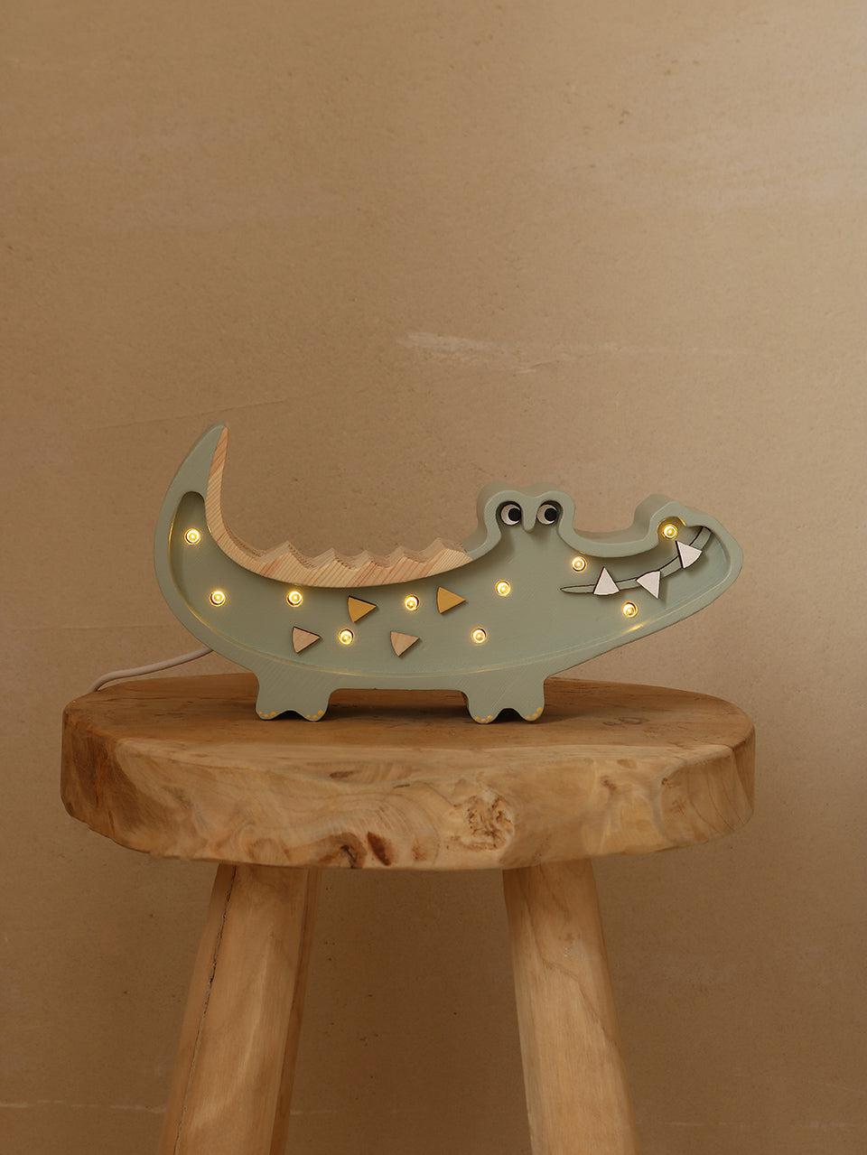 Little Lights-LL052-000-Crocodile Lamp-Caribbean Wood-Original-Rela-X JP