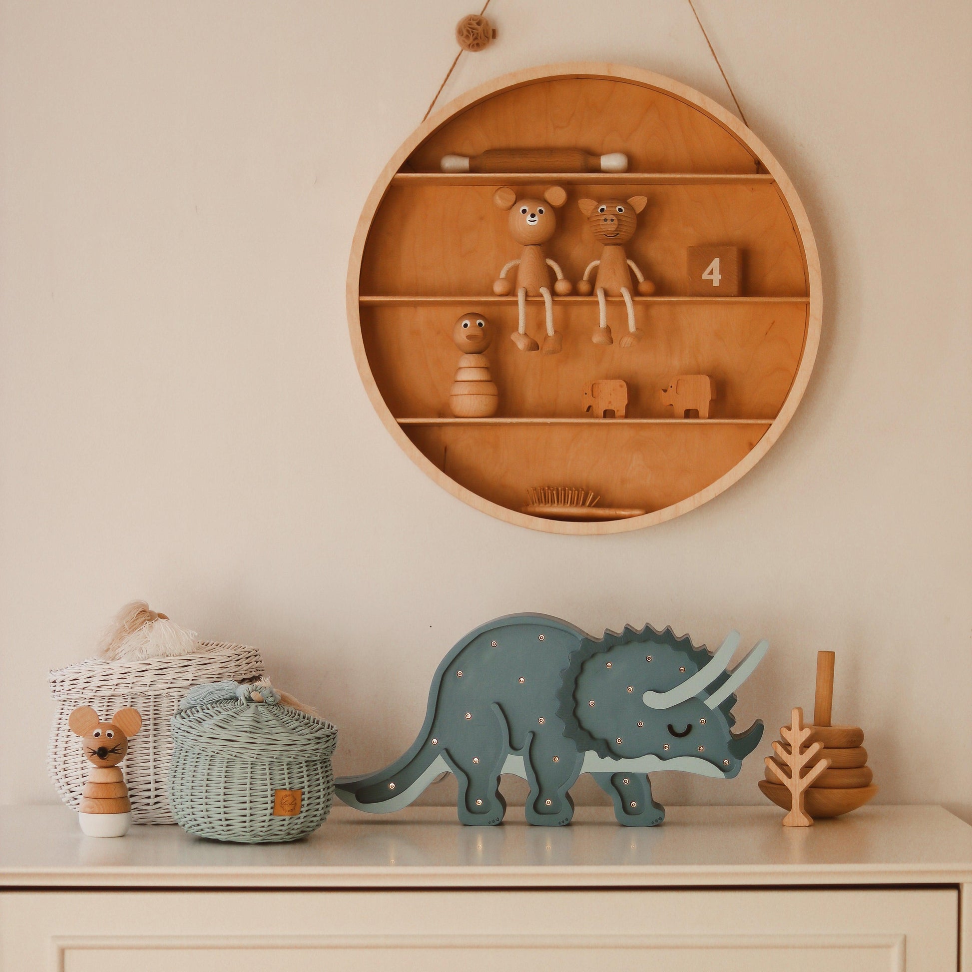 Little Lights-LL049-360-Dino Triceratops Lamp-Jurassic Navy-Original-Rela-X JP