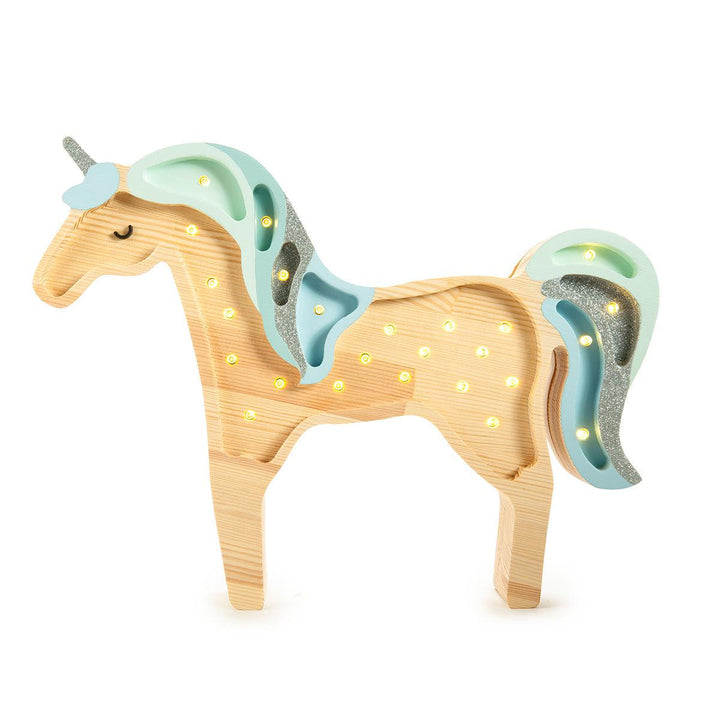 Little Lights-LL012-000-Unicorn Lamp-Baby Blue Wood-Original-Rela-X JP