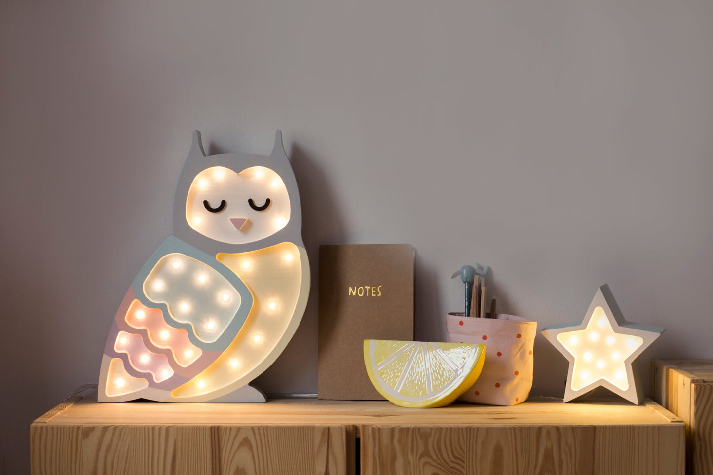 Little Lights-LL013-306-Owl Lamp-Pastel Rainbow-Original-Rela-X JP