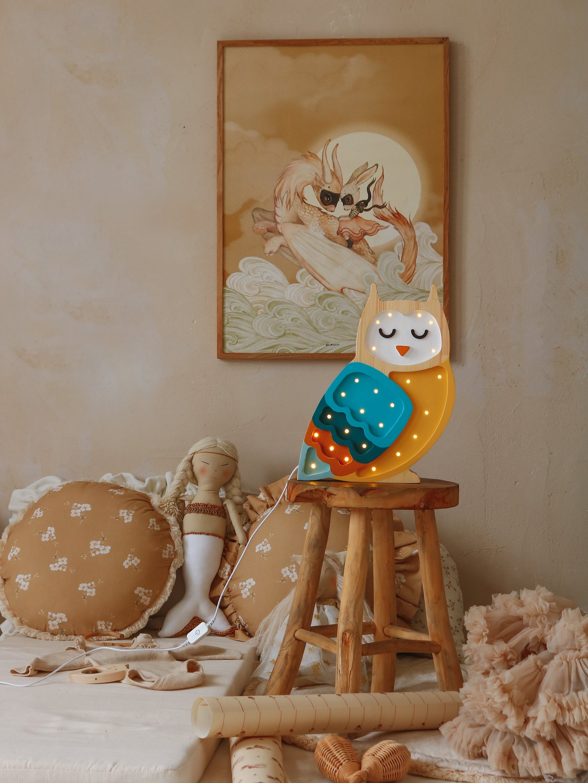 Little Lights-LL013-306-Owl Lamp-Pastel Rainbow-Original-Rela-X JP