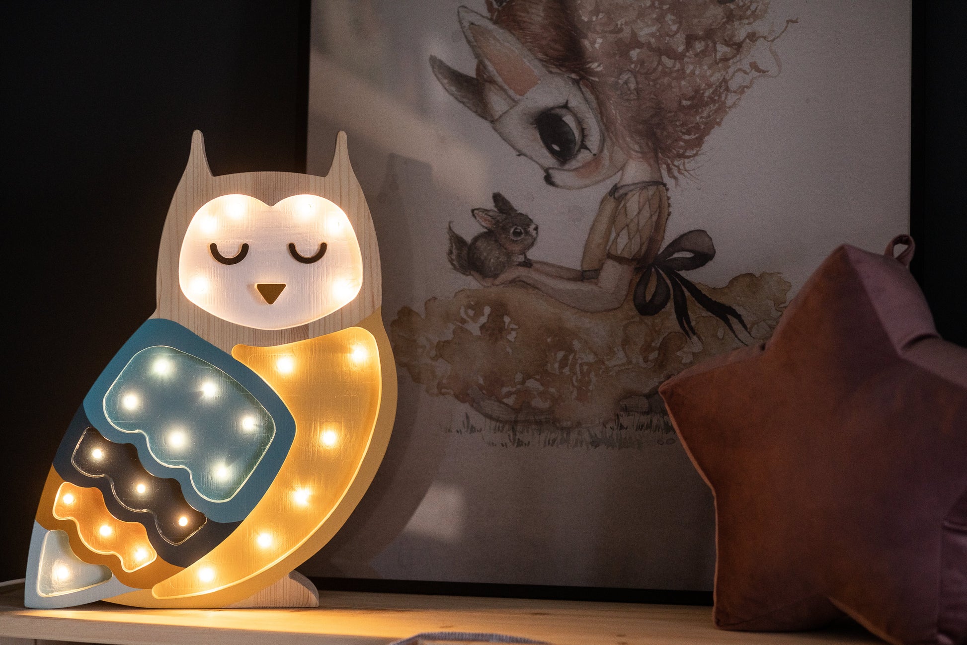 Little Lights-LL013-306-Owl Lamp-Pastel Rainbow-Original-Rela-X JP