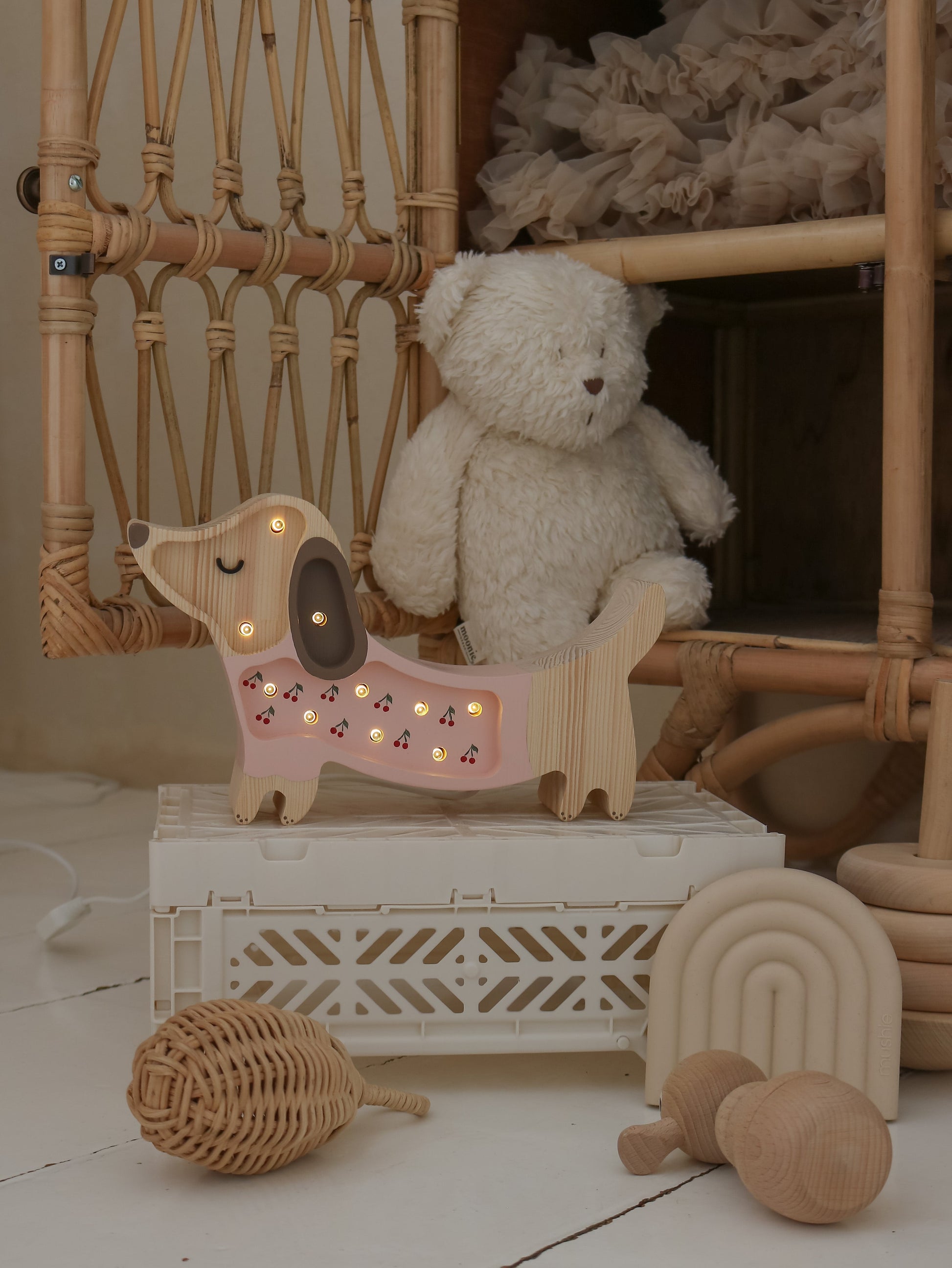 Little Lights-LL065-206-Puppy Lamp-Strawberry Cream-Original-Rela-X JP