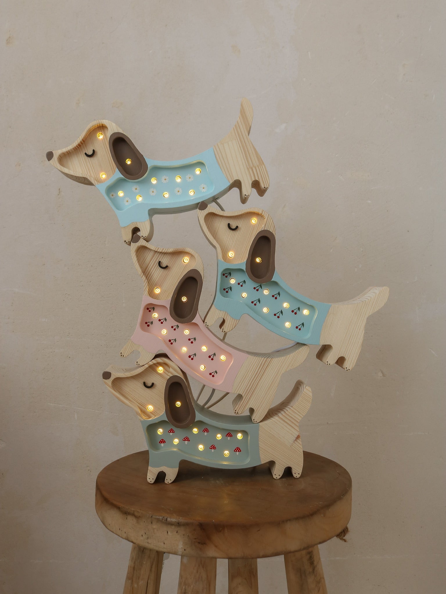 Little Lights-LL065-206-Puppy Lamp-Strawberry Cream-Original-Rela-X JP