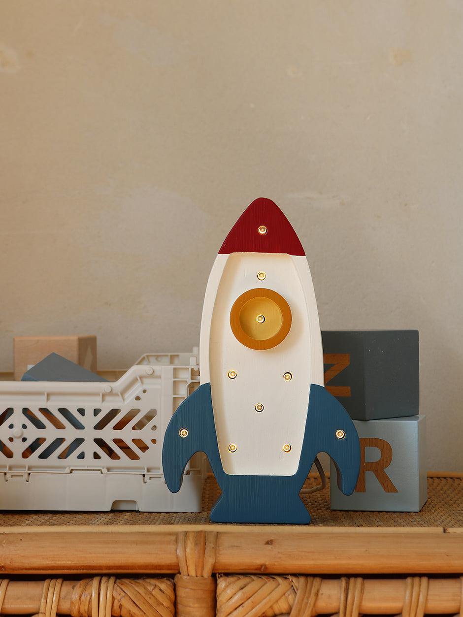 Little Lights-LL032-000-500-Space Rocket Lamp-Gray/Wood-Original-Rela-X JP