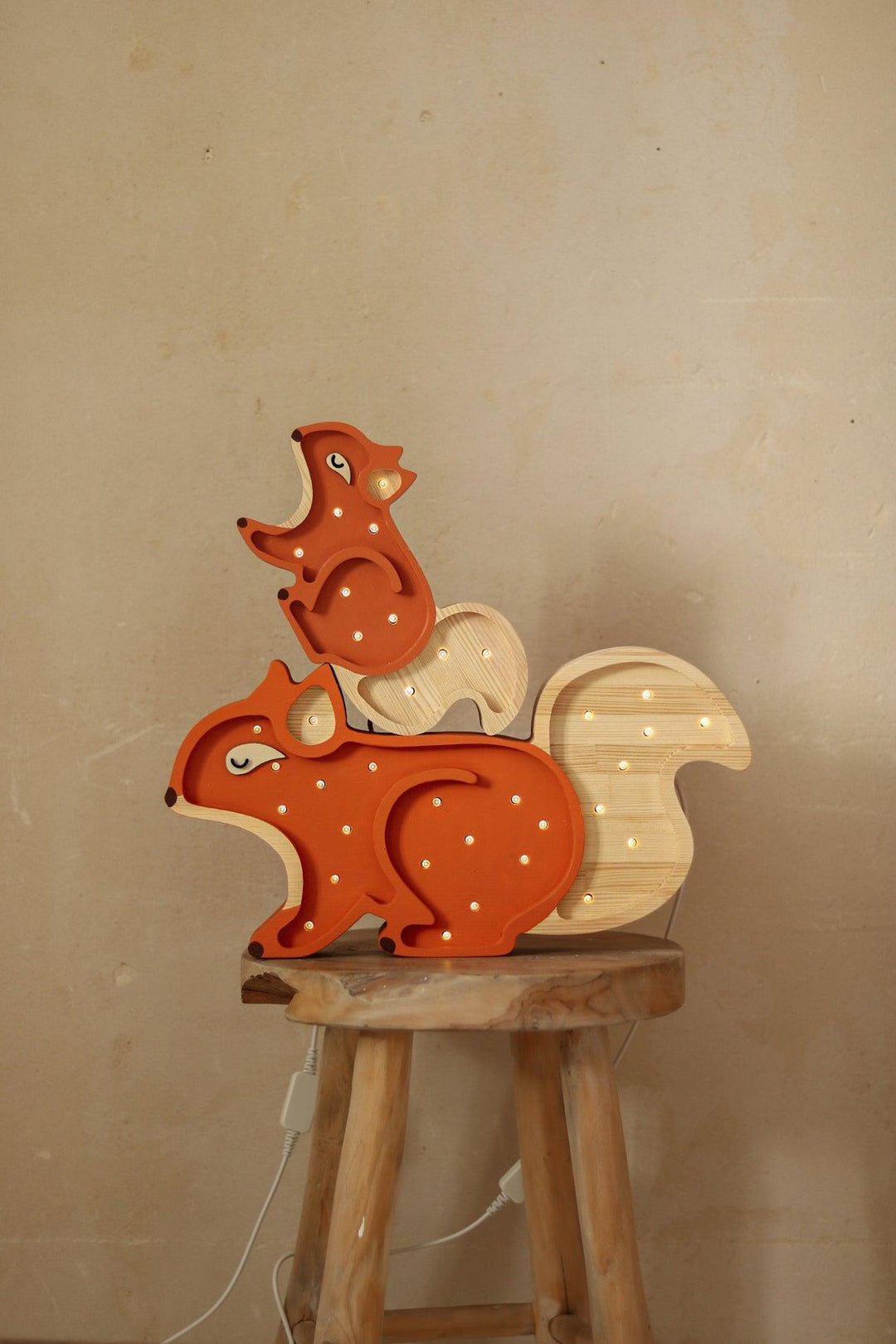 Little Lights-LL061-316-Squirrel Lamp-Ginger Wood-Original-Rela-X JP