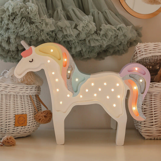 Little Lights-LL012-000-Unicorn Lamp-Baby Blue Wood-Original-Rela-X JP