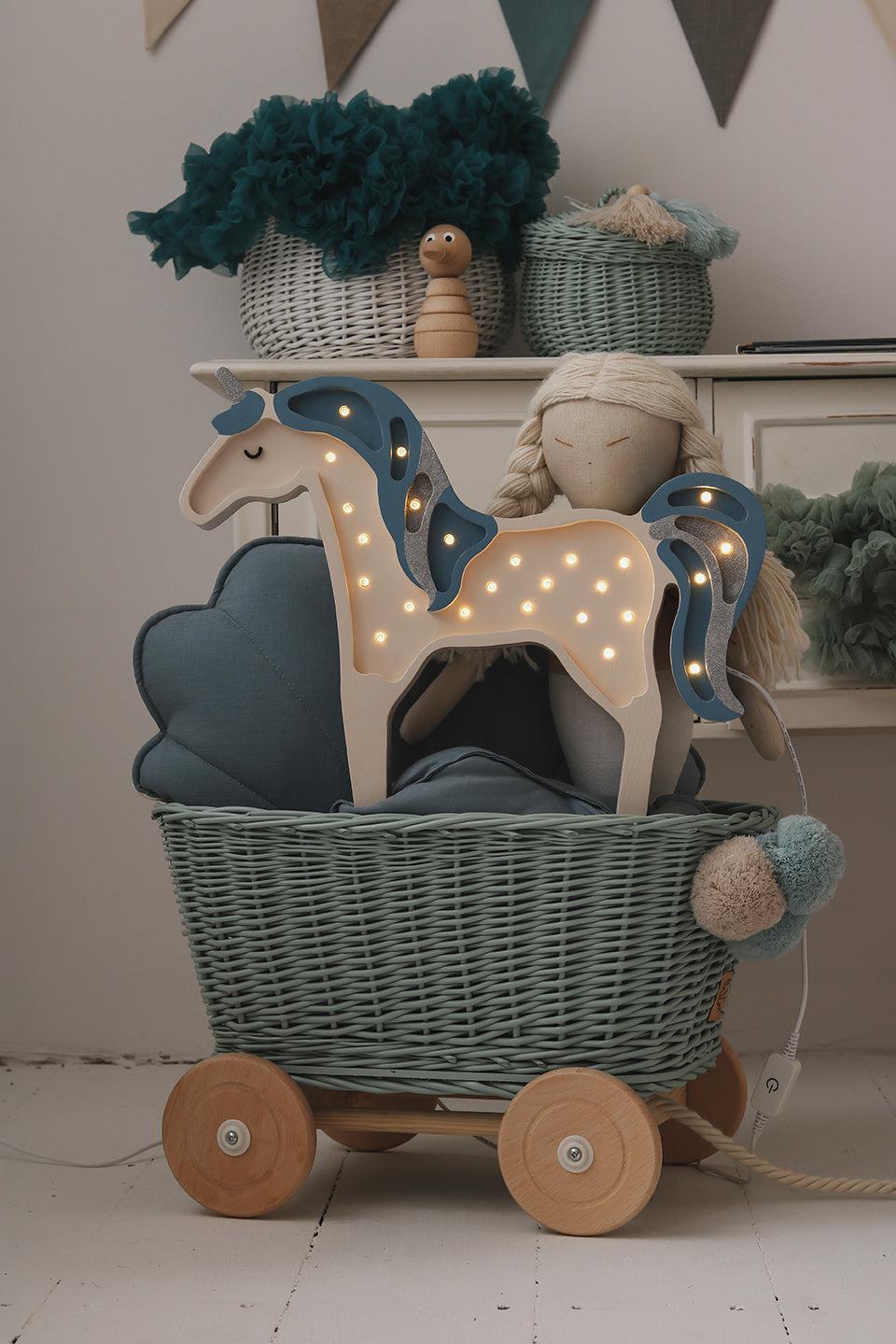 Little Lights-LL012-000-Unicorn Lamp-Baby Blue Wood-Original-Rela-X JP