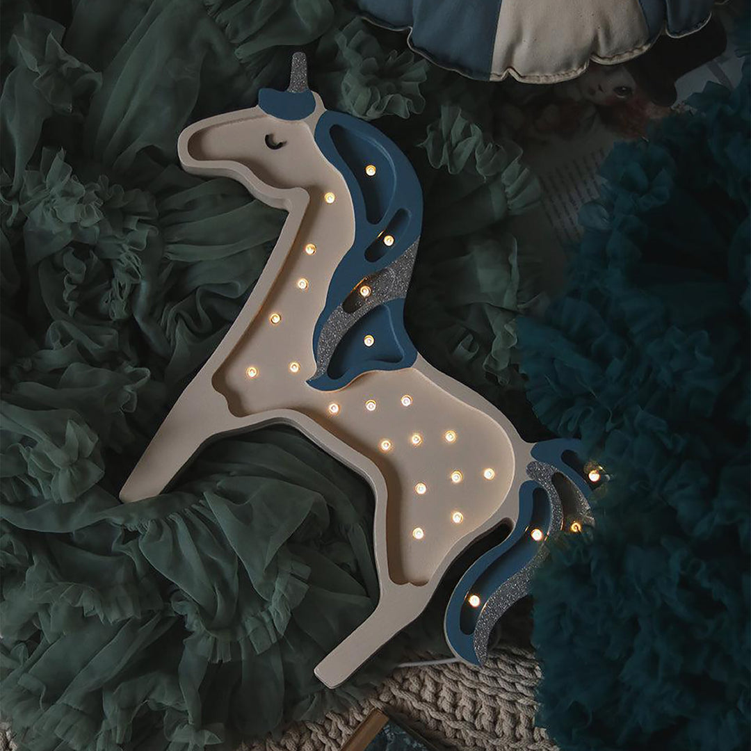 Little Lights-LL012-000-Unicorn Lamp-Baby Blue Wood-Original-Rela-X JP