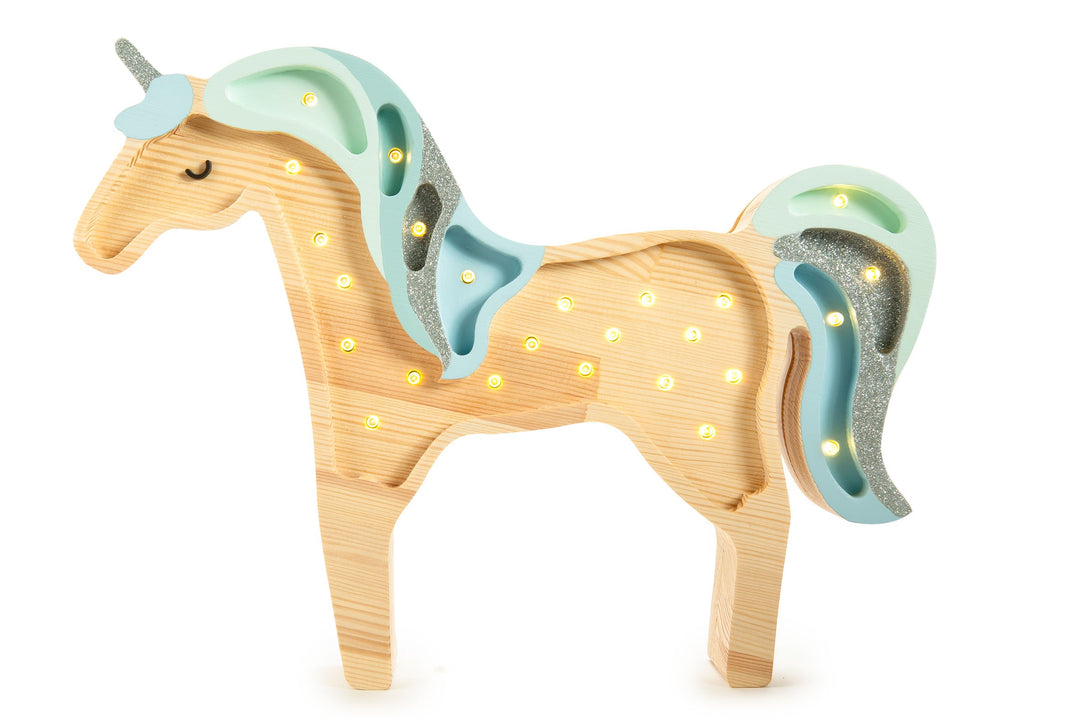 Little Lights-LL012-000-Unicorn Lamp-Baby Blue Wood-Original-Rela-X JP