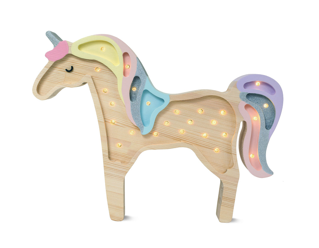 Little Lights-LL012-000-Unicorn Lamp-Baby Blue Wood-Original-Rela-X JP