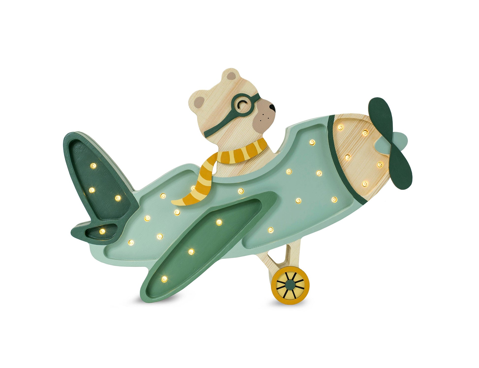 Little Lights-LL064-376-Vintage Aircraft Lamp-Khaki Pastel Bear-Original-Rela-X JP