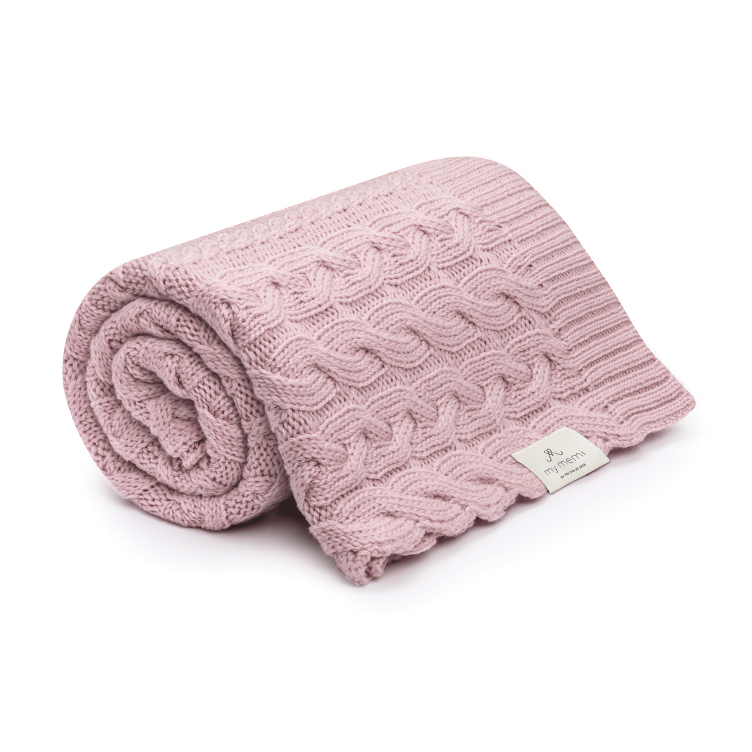 My Memi-239343-100% Natural Merino Wool Blanket-Braided-Powder Pink-Rela-X JP